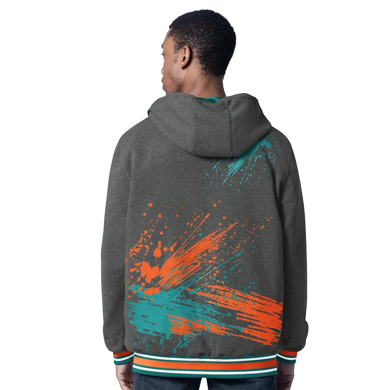 Men's G-III Sports by Carl Banks Aqua/Charcoal Miami Dolphins Dual Threat Reversable Full-Zip Hooded Jacket