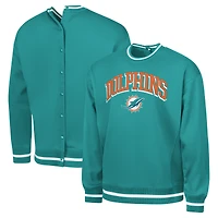 Men's G-III Sports by Carl Banks Aqua Miami Dolphins Adaptive Blocker Fleece Pullover Sweatshirt