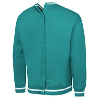 Men's G-III Sports by Carl Banks Aqua Miami Dolphins Adaptive Blocker Fleece Pullover Sweatshirt