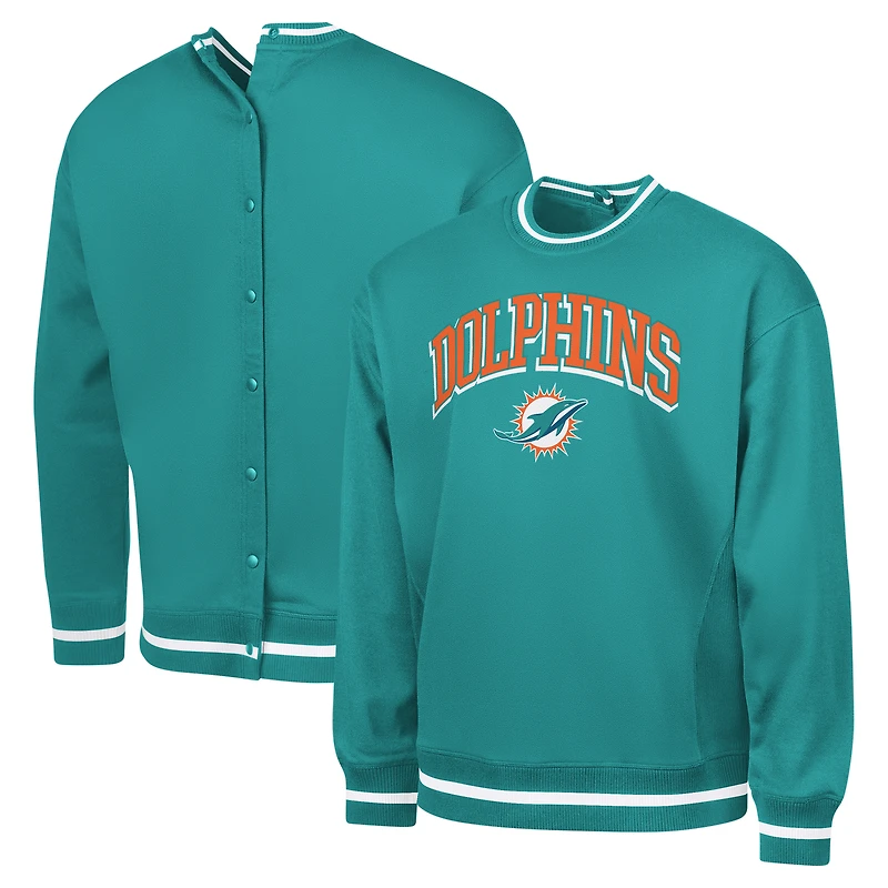 Men's G-III Sports by Carl Banks Aqua Miami Dolphins Adaptive Blocker Fleece Pullover Sweatshirt