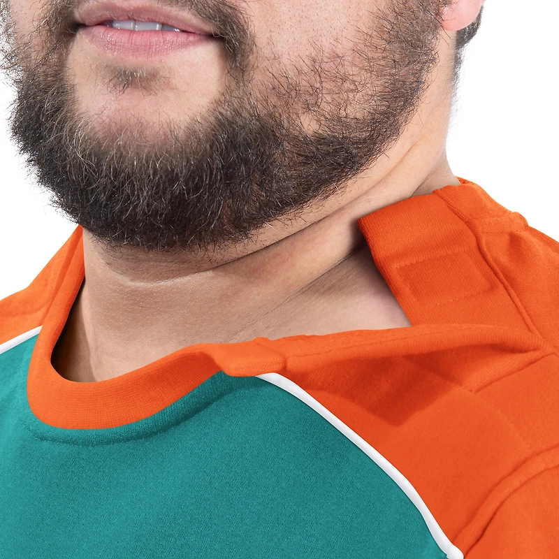 Men's G-III Sports by Carl Banks Aqua Miami Dolphins Adaptive Lord Stanley Crewneck Sweatshirt