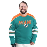 Men's G-III Sports by Carl Banks Aqua Miami Dolphins Adaptive Lord Stanley Crewneck Sweatshirt