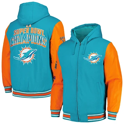 Men's G-III Sports by Carl Banks Aqua Miami Dolphins Player Option Colorblock Full-Zip Hoodie Jacket