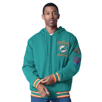 Men's G-III Sports by Carl Banks Aqua Miami Dolphins Power Forward Commemorative Full-Zip Hooded Jacket