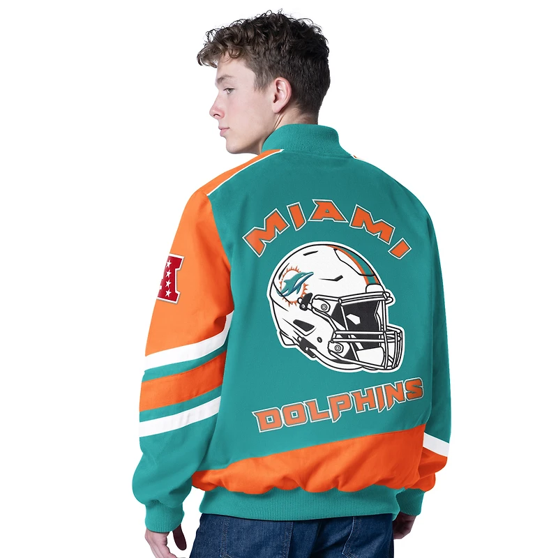 Veste de course zippée intégrale G-III Sports by Carl Banks Aqua Miami Dolphins Prime Time pour homme