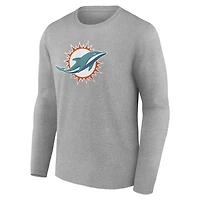 Men's Gray Miami Dolphins Team Authentic Personalized Name & Number Long Sleeve T-Shirt