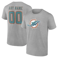 Men's Gray Miami Dolphins Team Authentic Personalized Name & Number T-Shirt