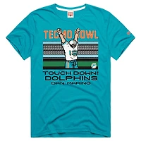Men's Homage Dan Marino Aqua Miami Dolphins Tecmo Bowl Retired Player Graphic Tri-Blend T-Shirt