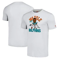 Men's Homage Jaylen Waddle Heathered Anthracite Miami Dolphins Caricature Player Tri-Blend T-Shirt
