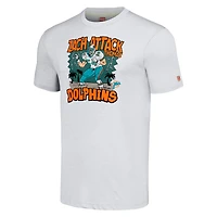 Men's Homage  Zach Thomas Heathered Ash Miami Dolphins Caricature Retired Player Tri-Blend T-Shirt