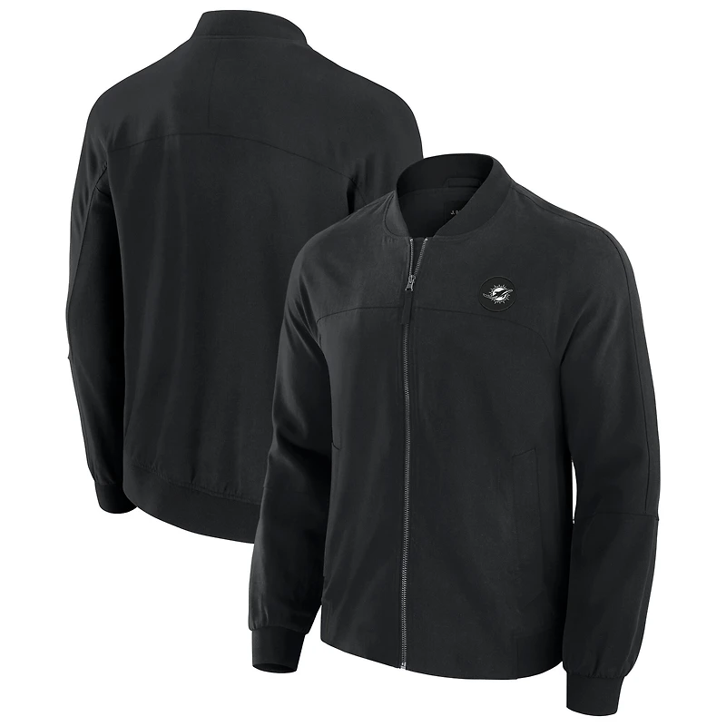 Men's J. Palmer Black Miami Dolphins Lightweight Cover-4 Tri-Blend Full-Zip Jacket