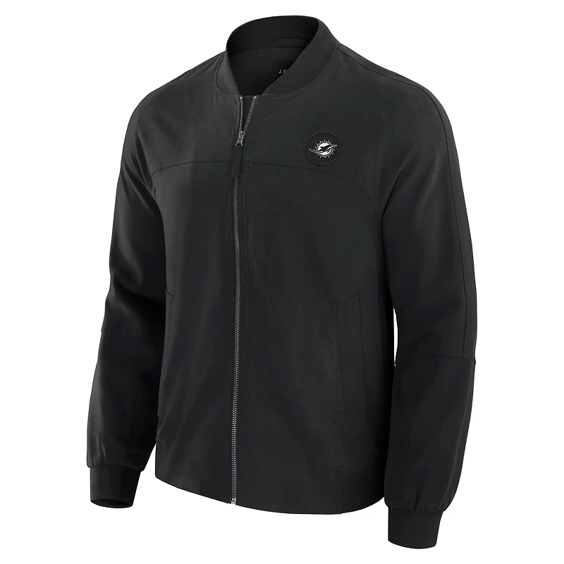 Men's J. Palmer Black Miami Dolphins Lightweight Cover-4 Tri-Blend Full-Zip Jacket