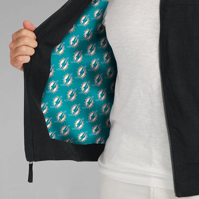 Veste légère entièrement zippée J. Palmer noire Miami Dolphins Cover-4 Tri-Blend pour homme