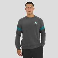Sweat-shirt à manches longues raglan tri-blend gris chiné foncé J. Palmer pour homme, Miami Dolphins