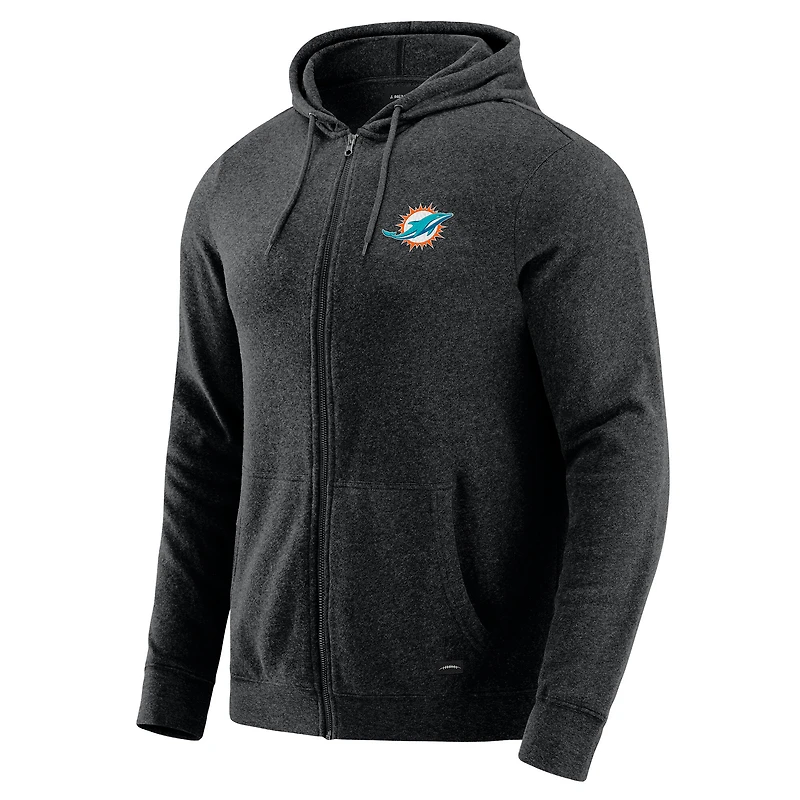 Men's J. Palmer Dark Heather Gray Miami Dolphins Players Lounge Tri-Blend Full-Zip Hoodie