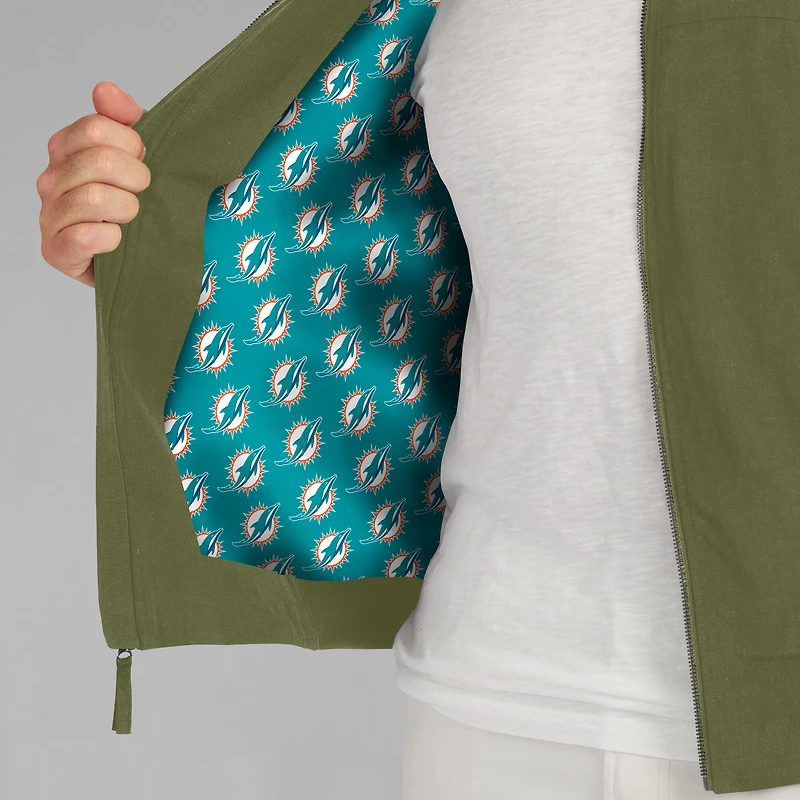 Veste légère à fermeture éclair complète J. Palmer Olive Miami Dolphins pour homme