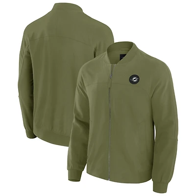 Veste légère à fermeture éclair complète J. Palmer Olive Miami Dolphins pour homme
