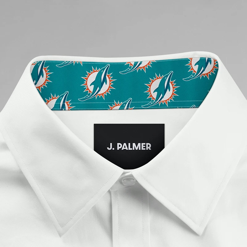 Chemise boutonnée à manches longues pour homme J. Palmer Miami Dolphins Man-In-Motion blanche