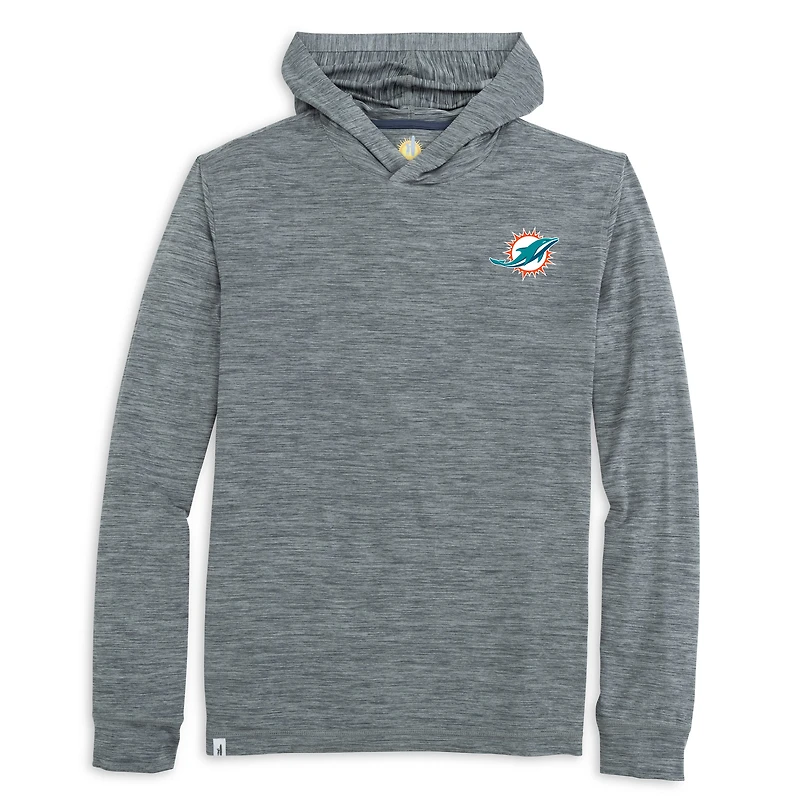Men's johnnie-O Heather Black Miami Dolphins Talon Long Sleeve Hooded T-Shirt
