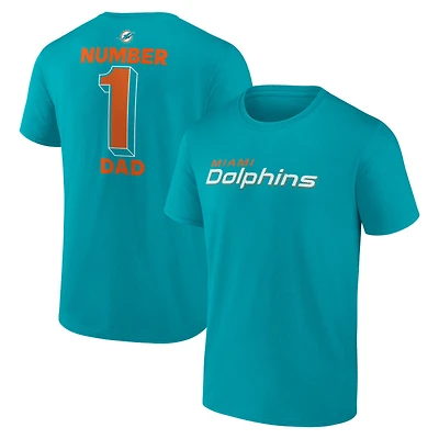 T-shirt homme logo athlétique bleu turquoise Miami Dolphins n°1 Papa