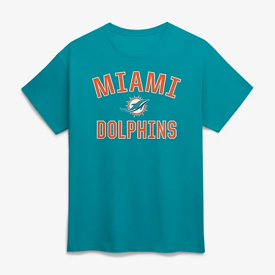 Men's Logo Athletic Aqua Miami Dolphins Cotton Victory Arch T-Shirt