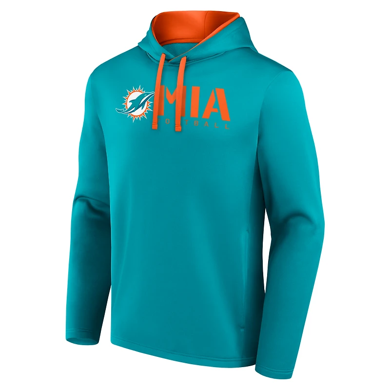 Men's Logo Athletic Aqua Miami Dolphins Head Start Pullover Hoodie