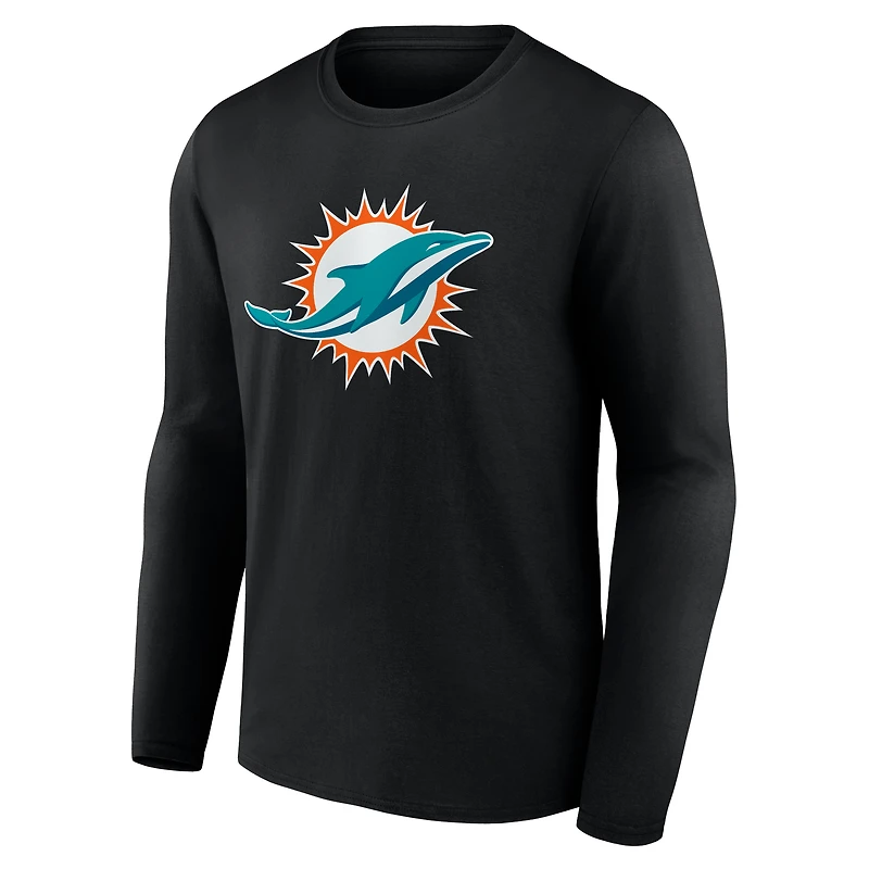 T-shirt à manches longues noir logo Miami Dolphins pour homme