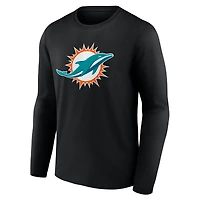 T-shirt à manches longues noir logo Miami Dolphins pour homme