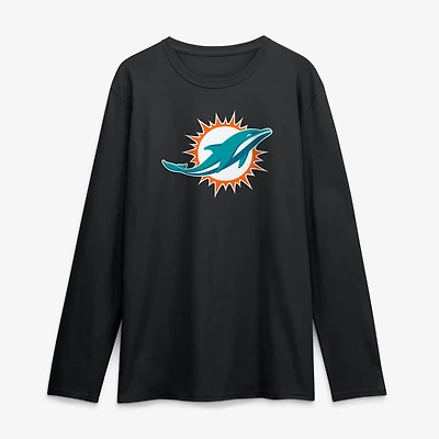 T-shirt à manches longues noir logo Miami Dolphins pour homme