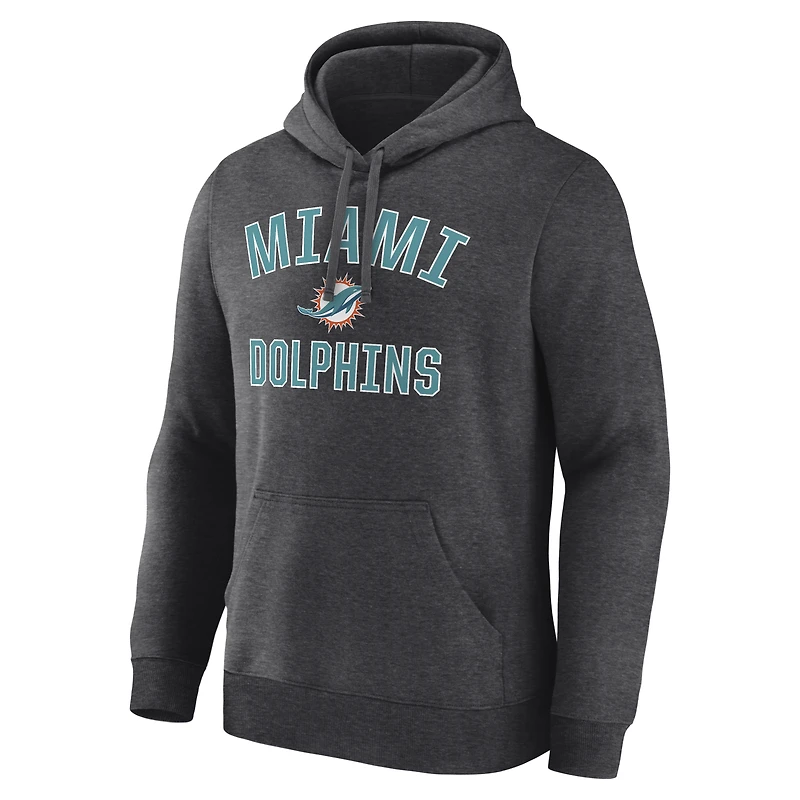 Men's Logo Athletic Heather Charcoal Miami Dolphins Arch Victory Hoodie