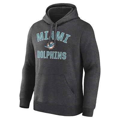 Men's Logo Athletic Heather Charcoal Miami Dolphins Arch Victory Hoodie