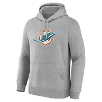 Men's Logo Athletic Heather Gray Miami Dolphins Primary Hoodie
