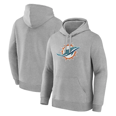 Sweat à capuche pour homme, gris chiné, logo principal des Miami Dolphins