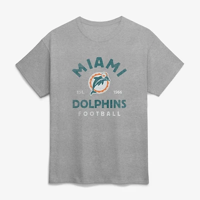 Men's Logo Athletic Heather Gray Miami Dolphins Vintage Arch T-Shirt