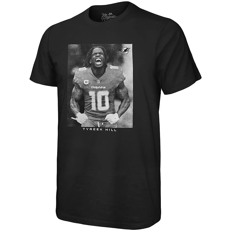 T-shirt surdimensionné avec image de joueur Majestic Threads Tyreek Hill pour hommes, noir, Miami Dolphins