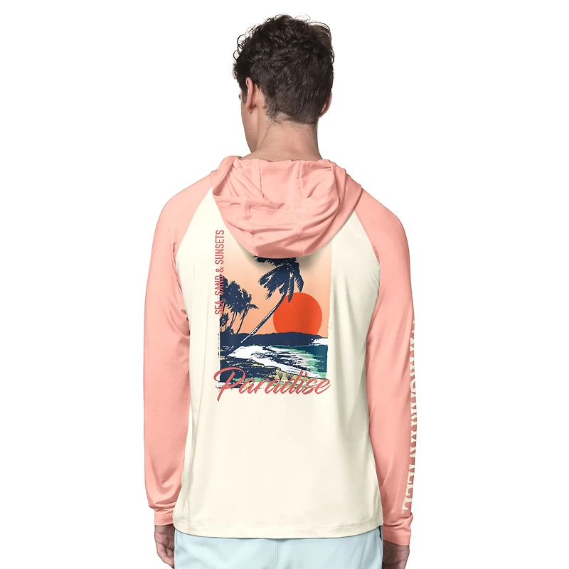 Men's Margaritaville  Cream/Amber Miami Dolphins Sand, Sea, Sunsets Long-Sleeve Rashguard Hoodie Pullover