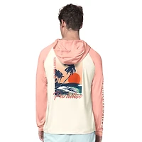 Men's Margaritaville  Cream/Amber Miami Dolphins Sand, Sea, Sunsets Long-Sleeve Rashguard Hoodie Pullover