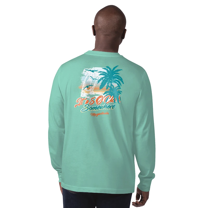 Men's Margaritaville Mint Miami Dolphins It's Five O'Clock Somewhere Long Sleeve T-Shirt