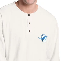 T-shirt Henley à manches longues Margaritaville blanc/corail Miami Dolphins Island Reserve pour homme