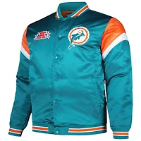 Veste à bouton-pression en satin pour hommes Mitchell & Ness Aqua Miami Dolphins Big Tall