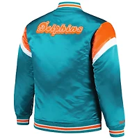 Veste à bouton-pression en satin pour hommes Mitchell & Ness Aqua Miami Dolphins Big Tall