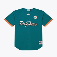 Men's Mitchell & Ness  Aqua Miami Dolphins Head Coach Mesh Full-Button Fashion Jersey