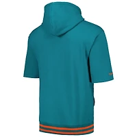 Chandail à capuchon manches courtes d'avant-match des Dolphins de Miami Aqua Mitchell & Ness pour hommes