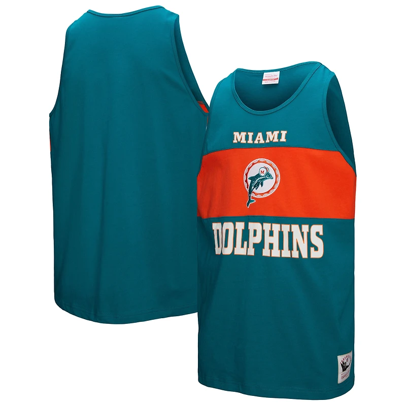 Débardeur rétro colorblock Aqua Miami Dolphins de Mitchell & Ness pour homme