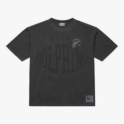 Men's Mitchell & Ness  Black Miami Dolphins Downtown Collection Premium Vintage Logo T-Shirt