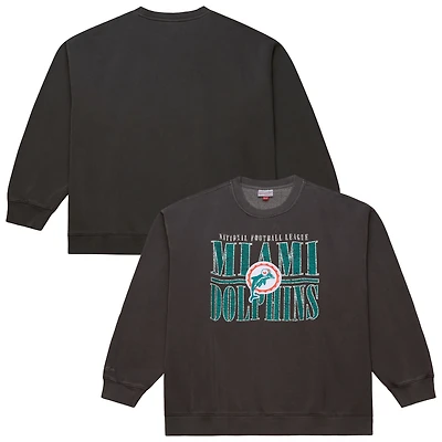 Sweat-shirt Mitchell & Ness noir à logo vintage Miami Dolphins Downtown Crew pour homme