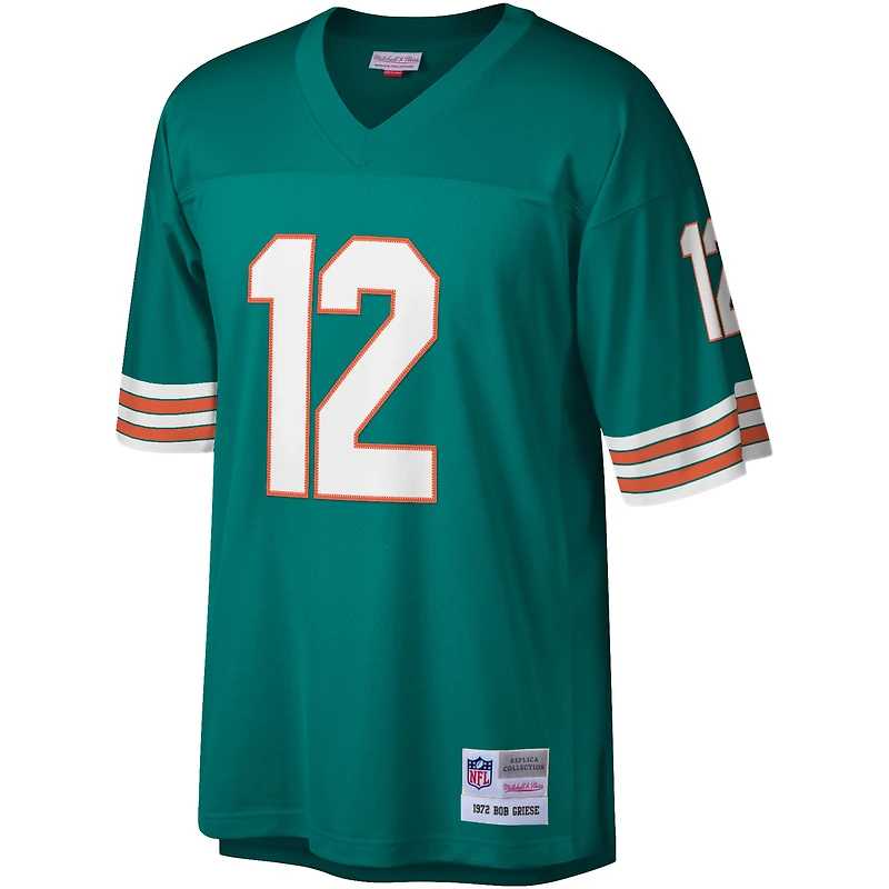 Maillot réplique Mitchell & Ness Bob Griese Aqua Miami Dolphins Legacy pour hommes