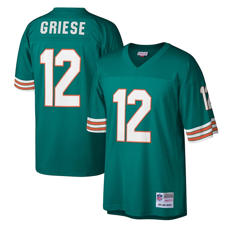 Maillot réplique Mitchell & Ness Bob Griese Aqua Miami Dolphins Legacy pour hommes