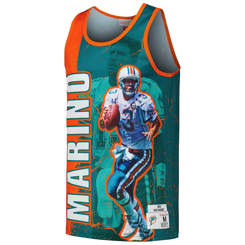 Débardeur Mitchell & Ness Dan Marino Aqua Miami Dolphins 1990 Player Burst pour hommes