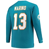 Mitchell & Ness Dan Marino Aqua Miami Dolphins Big Tall Cut Sew Nom et numéro du joueur T-shirt à manches longues